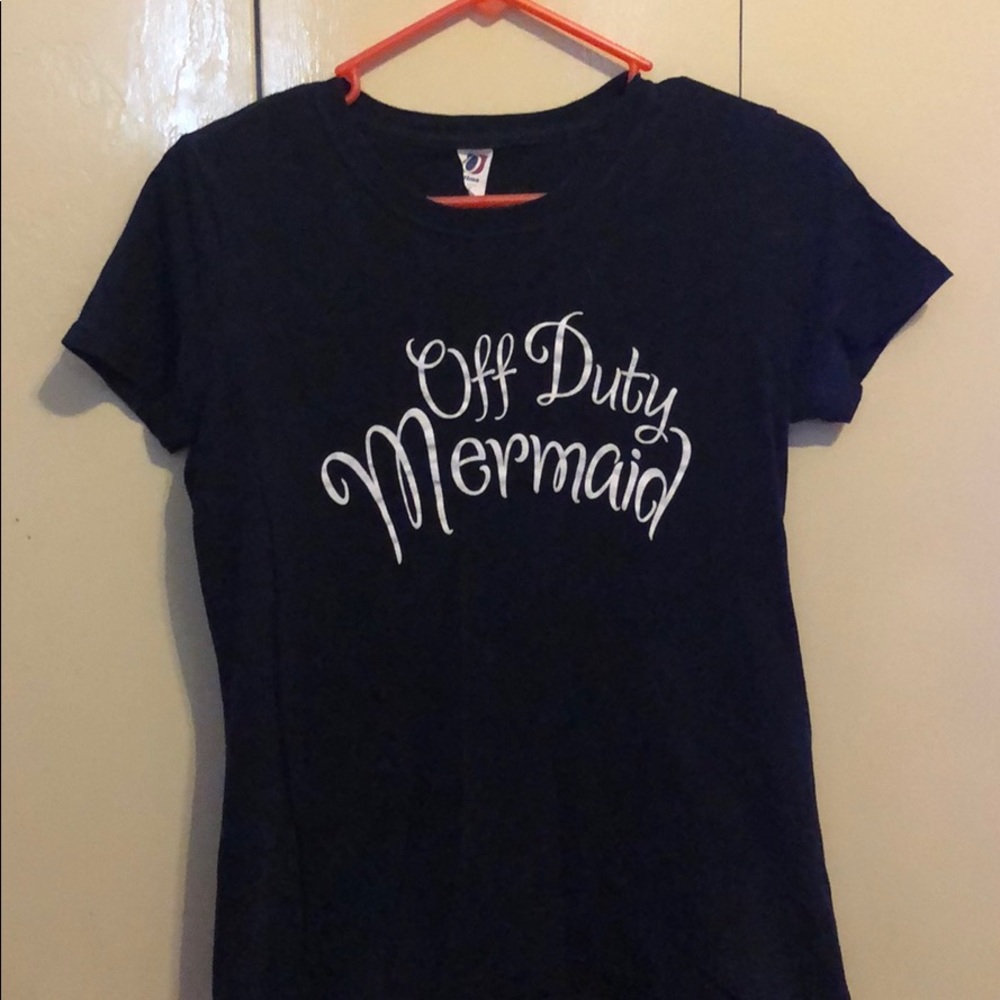 “Off Duty Mermaid” Black t shirt